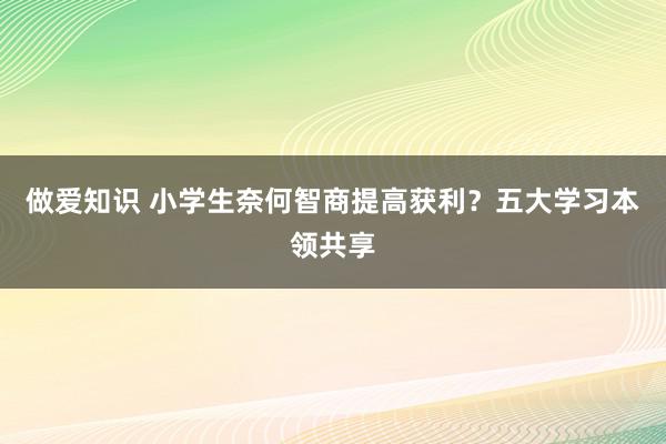 做爱知识 小学生奈何智商提高获利？五大学习本领共享