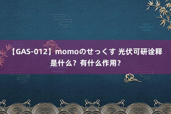 【GAS-012】momoのせっくす 光伏可研诠释是什么？有什么作用？