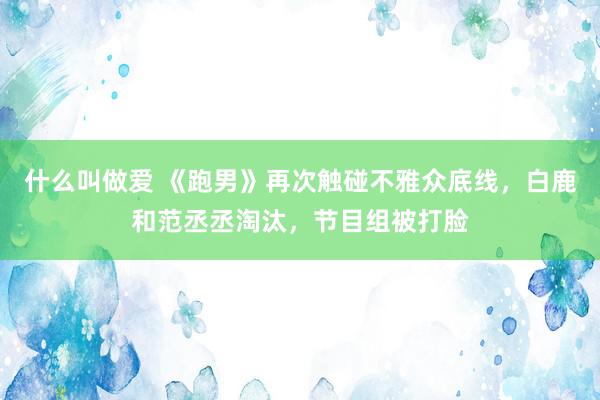 什么叫做爱 《跑男》再次触碰不雅众底线，白鹿和范丞丞淘汰，节目组被打脸