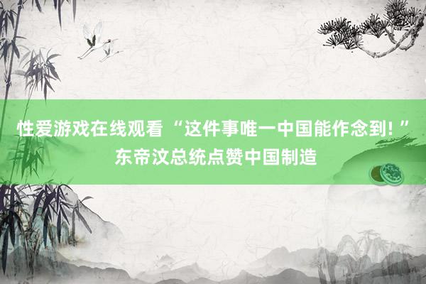 性爱游戏在线观看 “这件事唯一中国能作念到! ” 东帝汶总统点赞中国制造