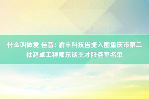 什么叫做爱 佳音: 渝丰科技告捷入围重庆市第二批超卓工程师东谈主才服务室名单