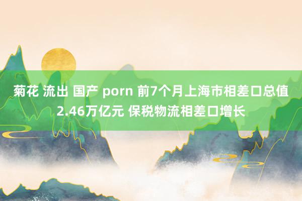 菊花 流出 国产 porn 前7个月上海市相差口总值2.46万亿元 保税物流相差口增长