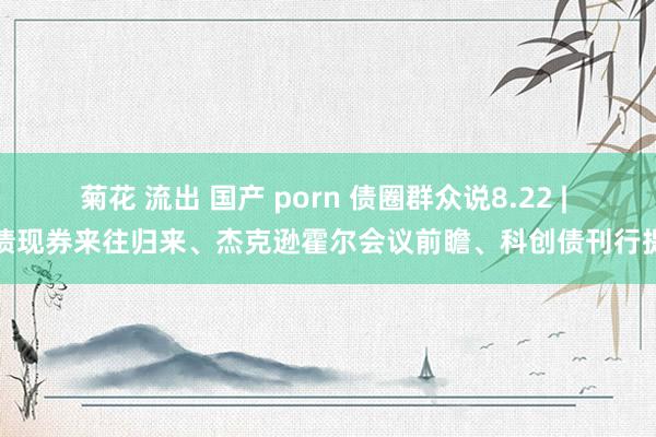 菊花 流出 国产 porn 债圈群众说8.22 | 国债现券来往归来、杰克逊霍尔会议前瞻、科创债刊行提速