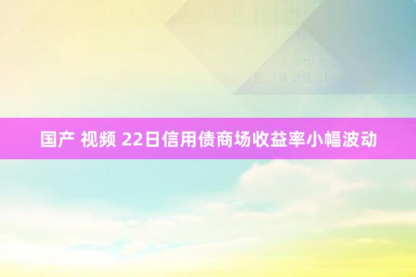 国产 视频 22日信用债商场收益率小幅波动