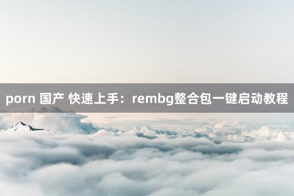 porn 国产 快速上手：rembg整合包一键启动教程