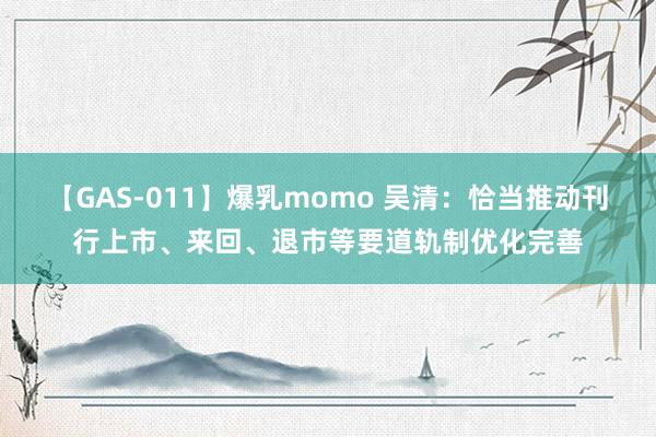 【GAS-011】爆乳momo 吴清：恰当推动刊行上市、来回、退市等要道轨制优化完善